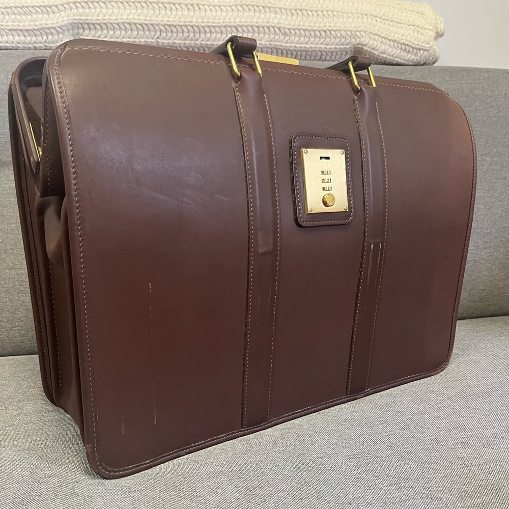 Coach Brown Leather Briefcase with Gold Hardware